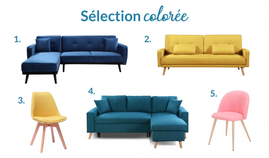 Sélection de mobilier coloré à petits prix